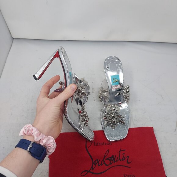 Christian Louboutin Marvel Imperious Rex Silver Jewel Sandal - Picture 1 of 13